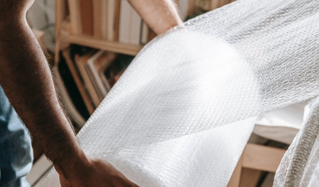 Bubble wrap for extra cushioning of fragile items.